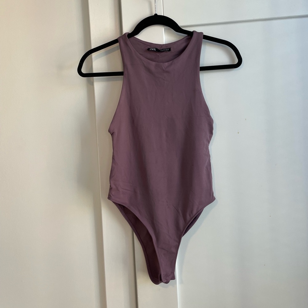 purple zara bodysuit